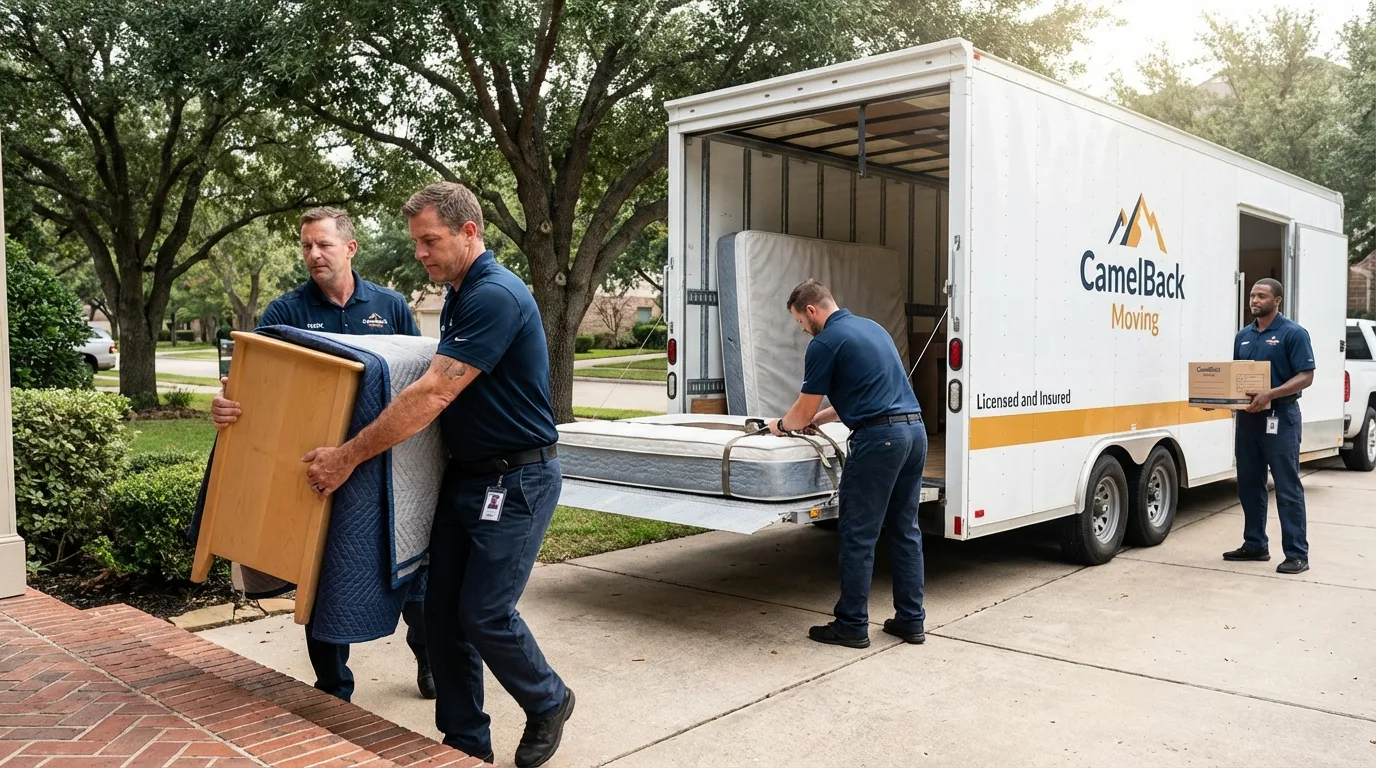 Crew loading residential truck for cross-state move from Alta, IA