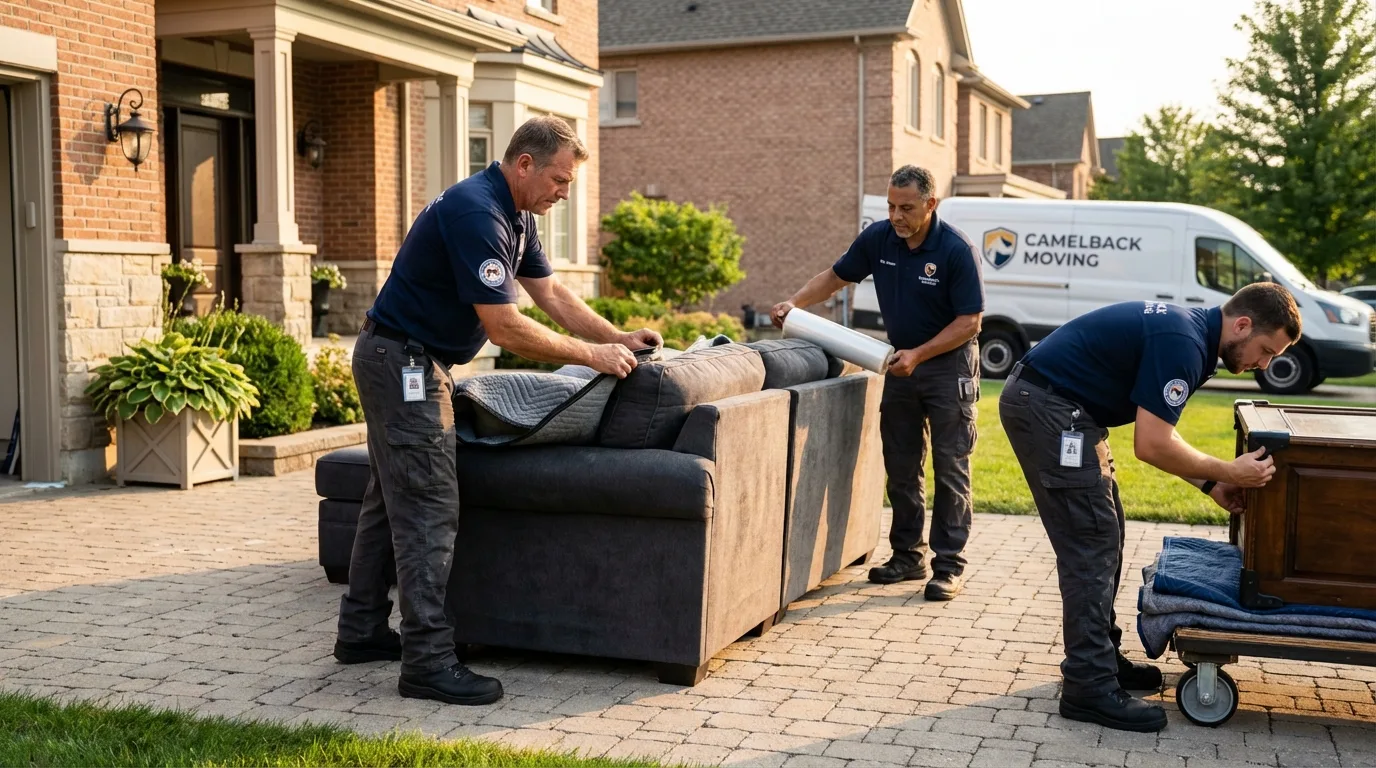 Large estate moving crew wrapping furniture in Alta, IA